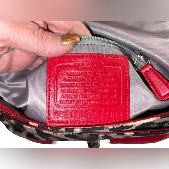 Coach - red and leopard crossbody bag- like new - Picture 7 of 12